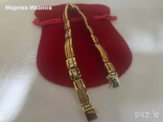 Златна мъжка гривна бяло и жълто, снимка 5 - Гривни - 55300245