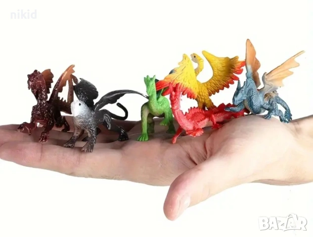 6 бр Дракон змей пластмасови фигурки играчки фигурка за игра и украса торта пластмасови, снимка 4 - Фигурки - 54010937