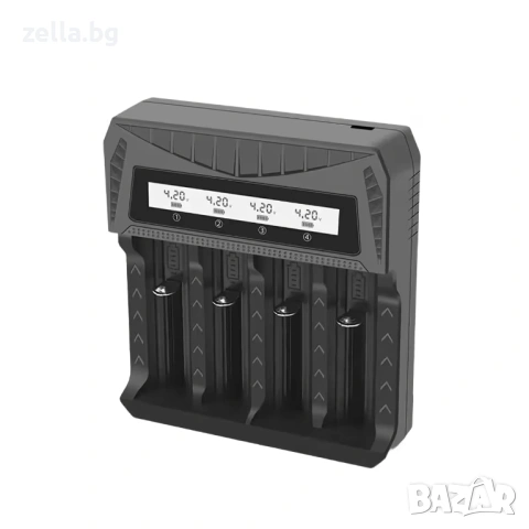 Универсално зарядно устройство за батерии 4 слота LCD – Li-ion Ni-MH AA AAA 26650 21700 USB-C 10446, снимка 7 - Друга електроника - 54703173