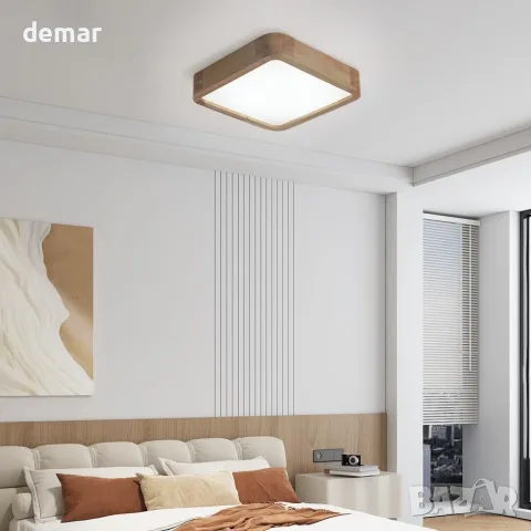 LED панел/плафон за таван с дървена рамка и CCT (смяна на температурата на светлината) 30 см, 24W, снимка 6 - Лампи за таван - 55537282