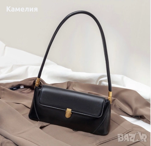 Елегантна дамска чанта с капак и златна ключалка - 4 цвята - НОВА, снимка 5 - Чанти - 54947740