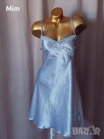 XL Лилава сатенена нощница на точки, снимка 4 - Нощници - 55367476
