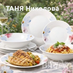 Комплект чинии 24 части с нежни цветя
