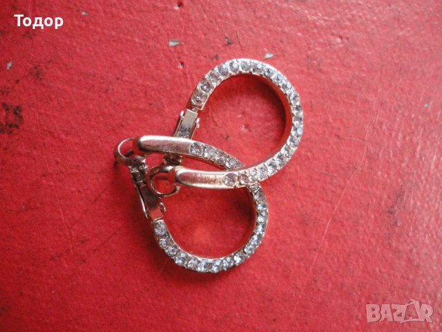 Позлатени обеци обици с камъни 1, снимка 2 - Обеци - 54088783