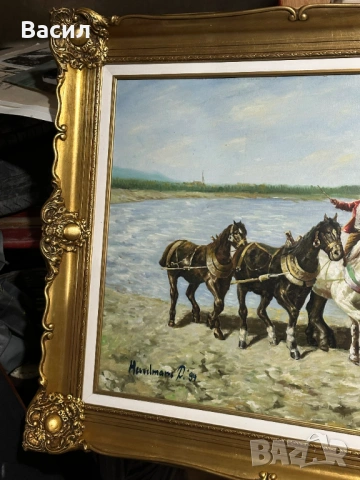 Огромна Картина масло, снимка 6 - Антикварни и старинни предмети - 54230236