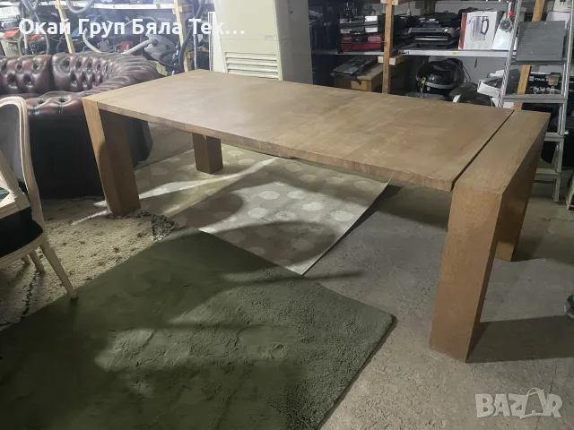 масивна трапезна маса с столове, снимка 3 - Маси - 55472397