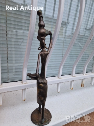 Страхотна антикварна африканска бронзова фигура статуетка пластика , снимка 7 - Статуетки - 54214186