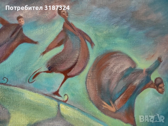 Картина с необичаен сюжет, масло върху платно , снимка 10 - Картини - 54945777