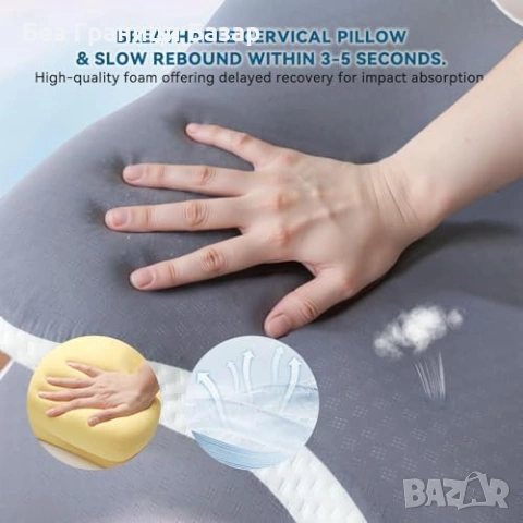 Нова Контурна възглавница за спане по гръб и настрани мемори пяна охлаждащ калъф, снимка 5 - Възглавници - 54150824