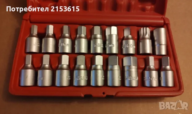 TRIDENT TOOLS 18бр. 3/8" DRAIN PLUG KEY SET вложки камъни комплект, снимка 5 - Други инструменти - 55417621
