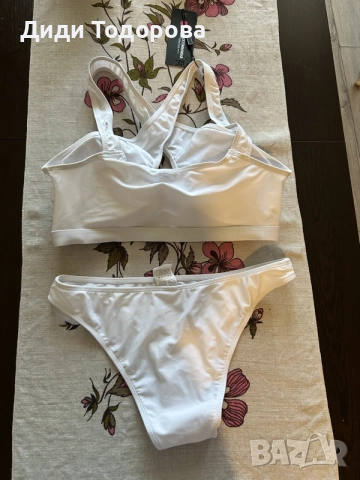 Нов бял бански от две части Leonardo Swimwear (Размер L), снимка 2 - Бански костюми - 55183017