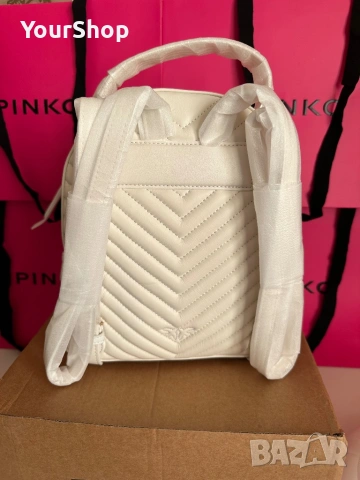 Чисто нова Раница PINKO Love Click Classic в бял цвят, снимка 4 - Раници - 54447026