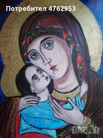 Уникална ръчно рисувана икона „Богородица Умиление“ 