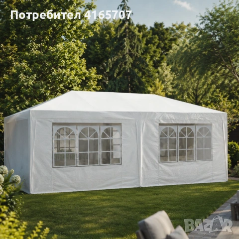 Градинска шатра 3x6 м водоустойчива - Парти палатка с 6 странични панела, прозорци и UV защита, снимка 7 - Градински мебели, декорация  - 54751888