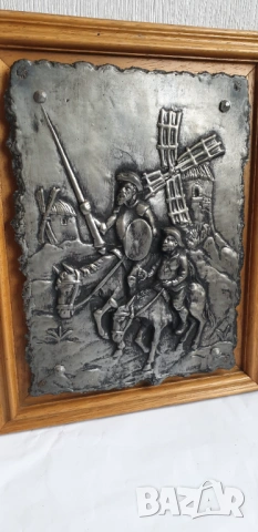Релефна метална картина на Дон Кихот и Санчо Панса, снимка 6 - Антикварни и старинни предмети - 54092144