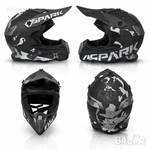 Кросова каска SPARK, Full Face, DOT Сертификат, Размер: L, снимка 7 - Аксесоари за велосипеди - 47281175
