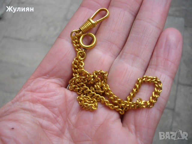 СТАР ПОЗЛАТЕН КЮСТЕК ЗА ДЖОБЕН ЧАСОВНИК, снимка 6 - Антикварни и старинни предмети - 54482256