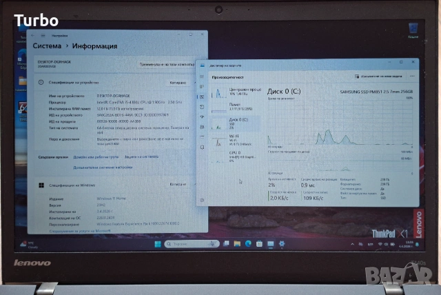 14' IPS Lenovo ThinkPad T440s Core i5-4300u/12GB RAM/256GB SS/Две батерии 6 ч./FHD, снимка 5 - Лаптопи за работа - 55093201
