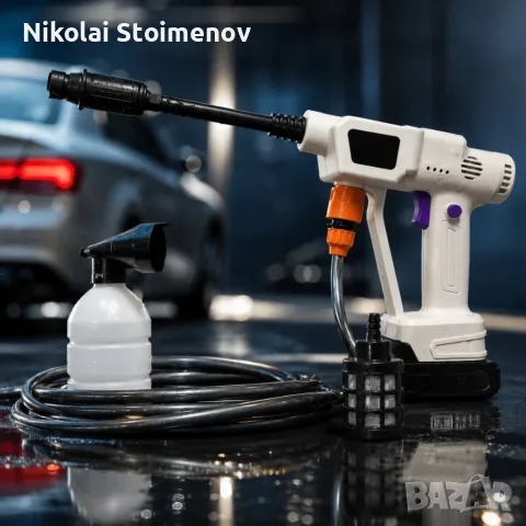Безжична водоструйка 21V с 2 батерии – Мощно почистване навсякъде