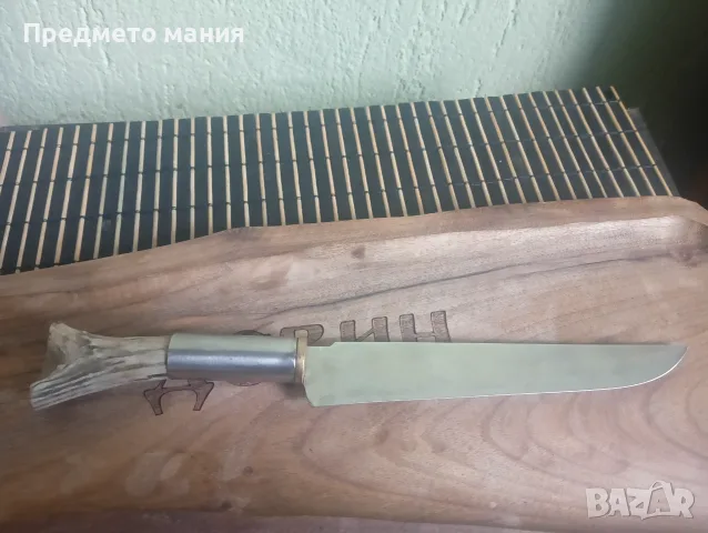 Уникален ръчно изработен нож с дръжка от рог и кожена кания, снимка 5 - Ножове - 55300569
