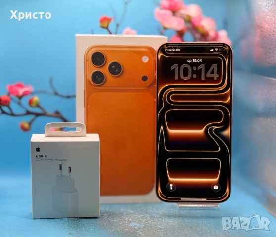 ГАРАНЦИОНЕН!!! Apple iPhone 17 Pro Max, 512GB, 5G, Cosmic Orange + подарък оригинален адаптер Apple 