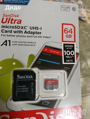 Микро sd карта SanDisk , снимка 2 - Карти памет - 54767474