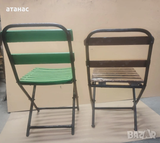 Два броя стари сгъваеми кръчмарски стола, снимка 3 - Столове - 54686903