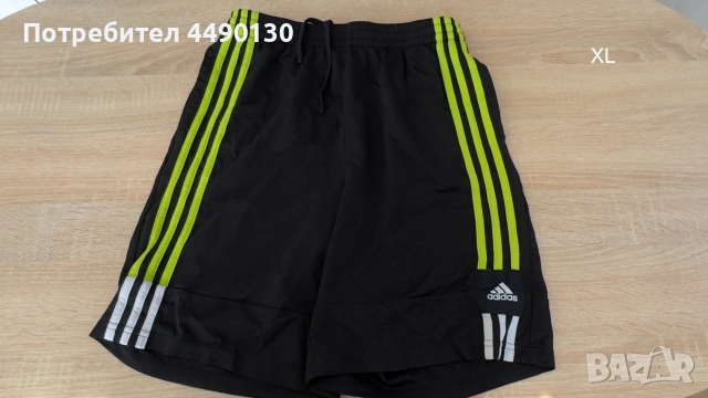 Мъжки тренировъчни шорти Adidas XL като ново, черни с неоново жълти ленти