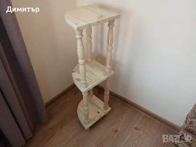  Ръчно изработена ъглова етажерка ( НАТУРАЛНА ) !, снимка 6 - Етажерки - 55654237
