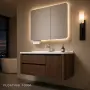 Луксозен шкаф за баня от масивно дърво 2801 (Walnut Balance) със заоблен дизайн и смарт огледало, снимка 11