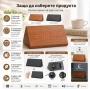 Декоративен LED настолен часовник дървен дигитален термометър USB постоянно светещ на ток електронен, снимка 4
