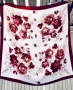     Копринен шал Silk Mark Japan – винени рози на бял фон, снимка 3