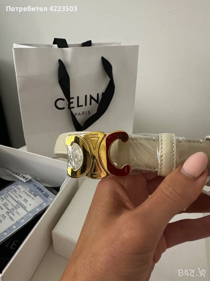 Нов с всички тагове колан от естествена кожа Celine Triomphe, снимка 1