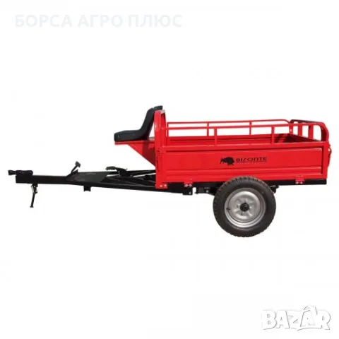 BISONTE BTA-600R Градинско ремарке за мотофреза 600 кг 140x100x50 см Ново, снимка 2 - Ремаркета - 55595829