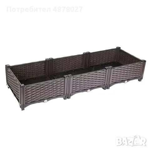 Модулна повдигната леха 120x40x22 см – За зеленчуци, билки и цветя, UV устойчива, кафява, снимка 9 - Декорация за дома - 55604470