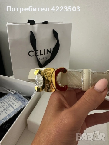 Нов с всички тагове колан от естествена кожа Celine Triomphe