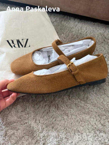 Обувки тип балеринки Zara велурени, снимка 2 - Дамски ежедневни обувки - 54684151