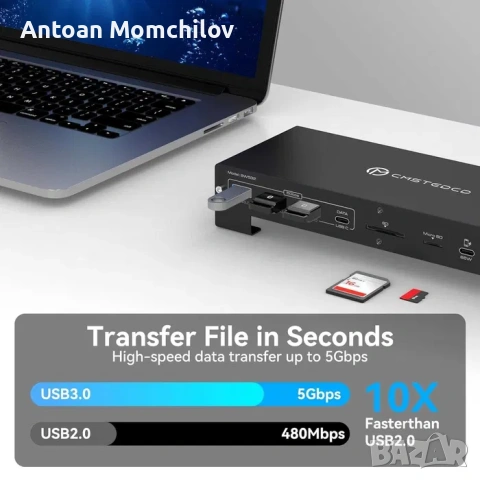 Докинг станция CMSTEDCD BW532 USB-C KVM 3 монитора, снимка 6 - Друга електроника - 54824293