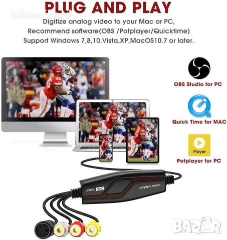 USB конвертор за видеозаснемане Hi8 VHS към DVD цифров рекордер със SCART/AV адаптер НОВО, снимка 3 - Друга електроника - 55328169