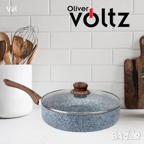 Тиган с капак Voltz Siena, Дълбок, Мраморно каменно керамично покритие, снимка 3 - Съдове за готвене - 54989176
