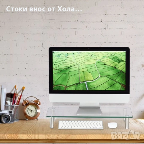 Голяма стъклена стойка за монитор Relaxdays, снимка 3 - Стойки, 3D очила, аксесоари - 54674670