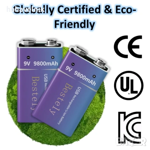 9V Презареждаща литиево-йонна батерия , снимка 3 - Друга електроника - 53955006