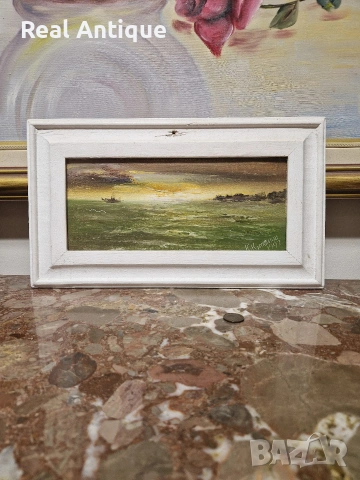 Куню Китанов масло върху фазер подписана датирана картина 