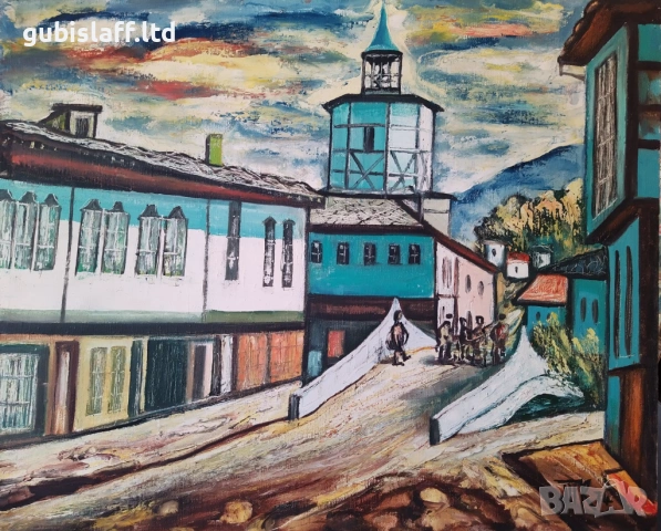 Картина "Трявна", 1974 г., худ. Т. Калпакчиев (1913-1984), снимка 2 - Картини - 53969318