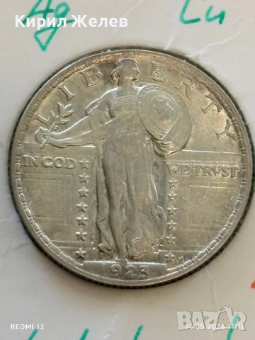 Рядка сребърна монета 25 цента 1923г. Америка уникат за КОЛЕКЦИОНЕРИ 20192, снимка 7 - Нумизматика и бонистика - 54548314