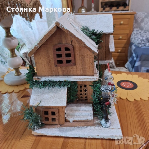 Декоративна дървена къща-ръчна изработка, снимка 3 - Декорация за дома - 54930113