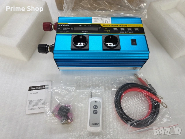 2000W/ 4000W инвертор чиста синусоида, 24V - 230V с дистанционно и кабели, снимка 10 - Друга електроника - 53754153