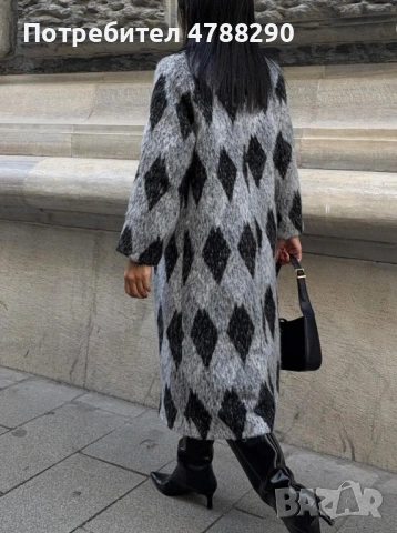 Lijuri Широко палто от кашмир с баклавa мотив , снимка 2 - Палта, манта - 54229336