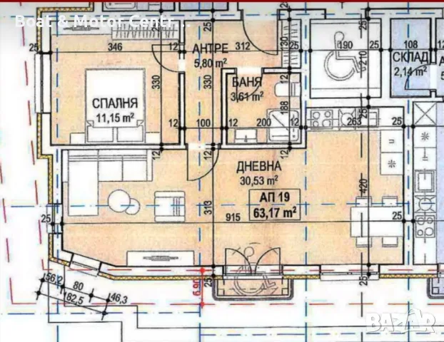 Продавам Двустаен апартамент кв Сухата река