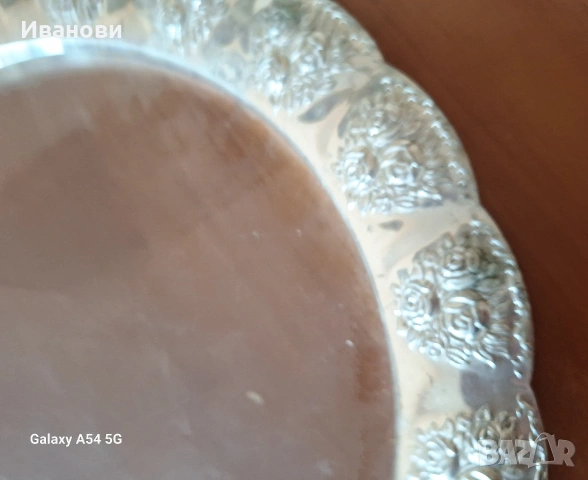 Поднос с метален обков, двойно дъно, 40 см, снимка 2 - Антикварни и старинни предмети - 54158174